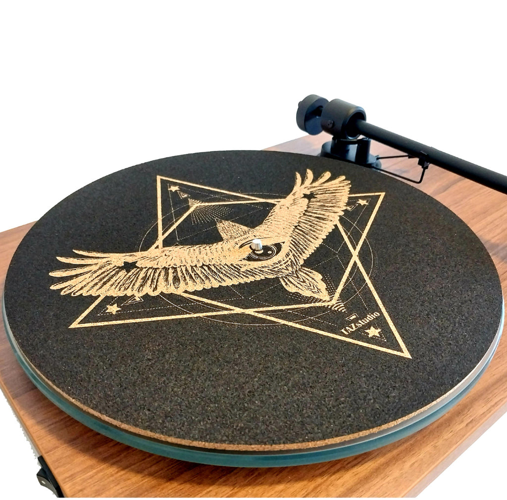 Turntable cork slipmat- Geometric Eagle