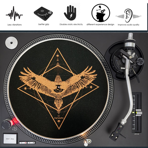 Turntable cork slipmat- Geometric Eagle