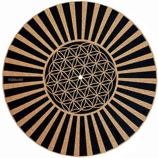Cork slipmat- psychedelic geometric Flower lines
