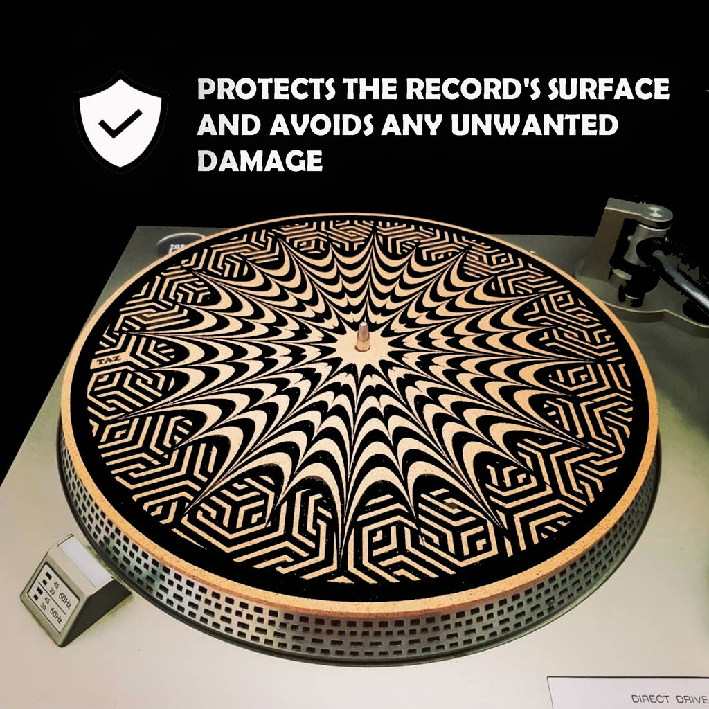 TazStudio Premium slipmat - Cork Turntable Mat for Better Sound Support on  Vinyl LP Record Player - Cork mat Original Geometric Design Psychedelic  Geometric Spiral Art [4mm Thickness]-m7 - Yahoo Shopping